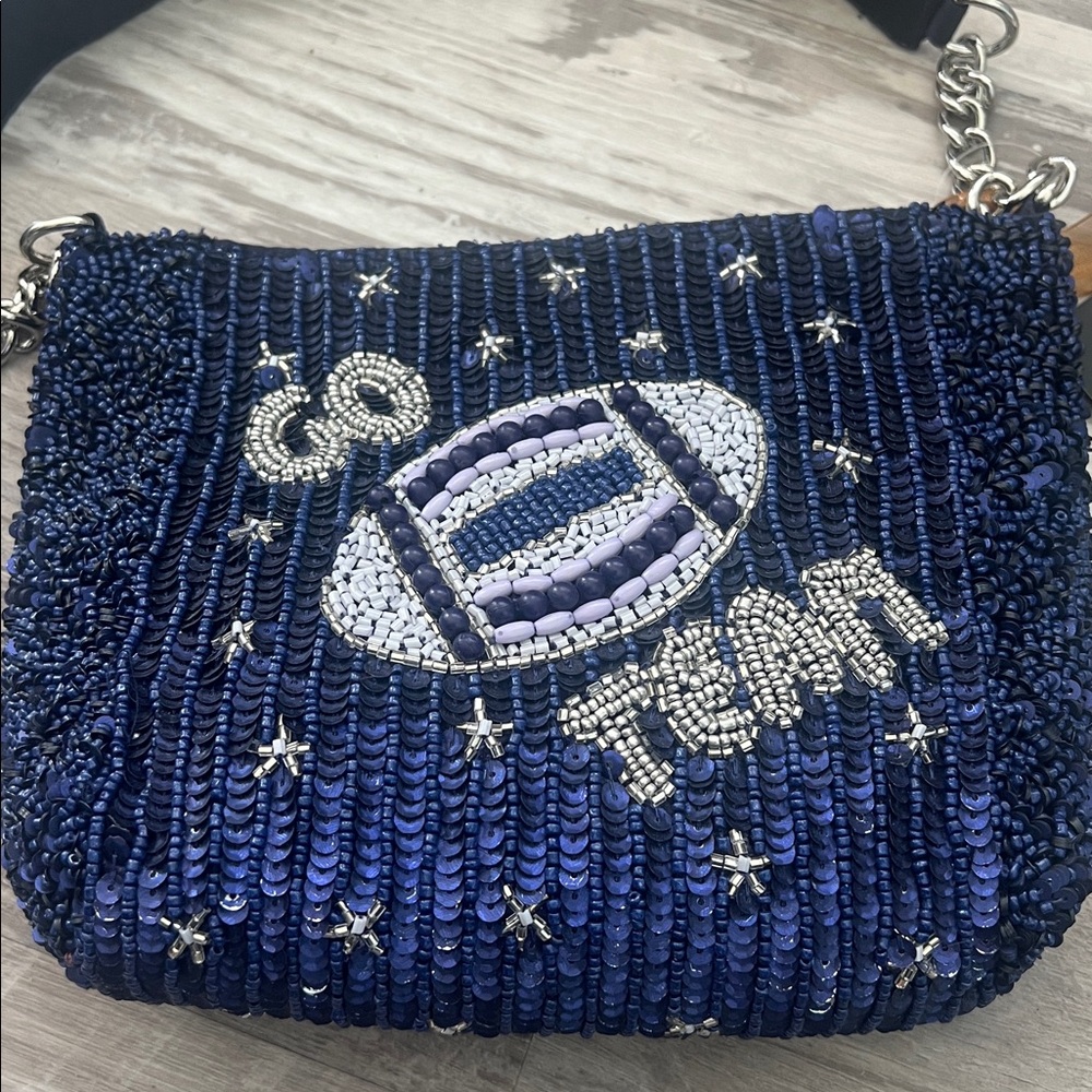 Go Team Game Blue Beaded Purse with Stars - Picture 2 of 8